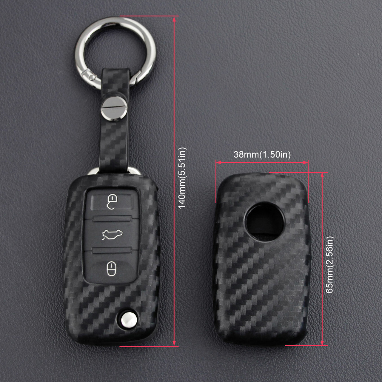 2006-2019 Volkswagen Leather Silicone Car Key Case Cover With Buckle Generic