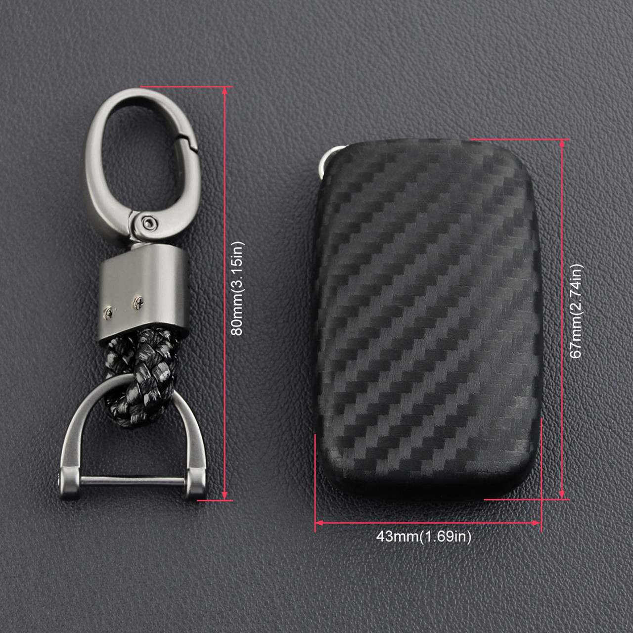 2012-2019 Range Rover Leather Silicone Car Key Case Cover With Buckle Generic