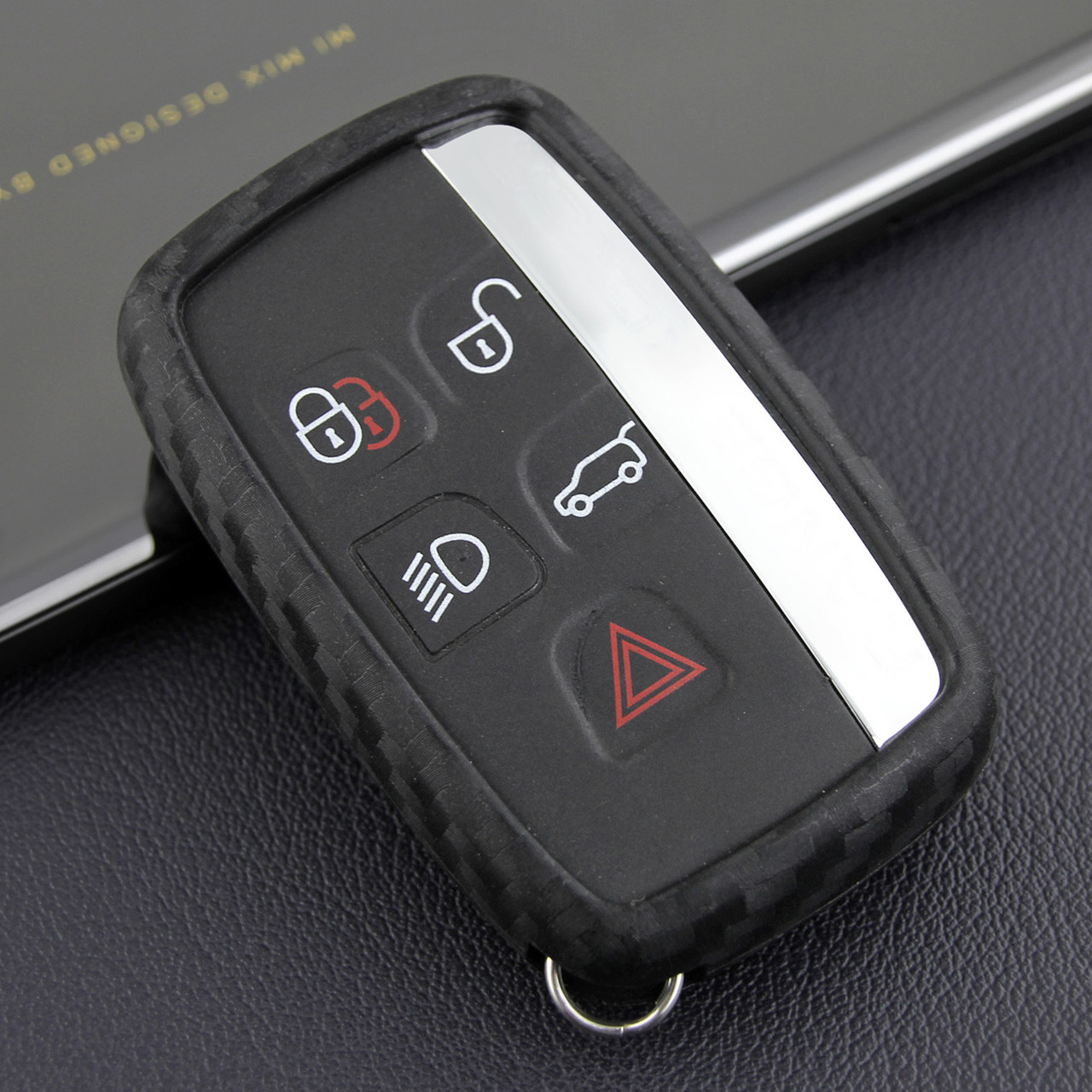 2013-2018 Jaguar XE XF XJ Leather Silicone Car Key Case Cover With Buckle Generic