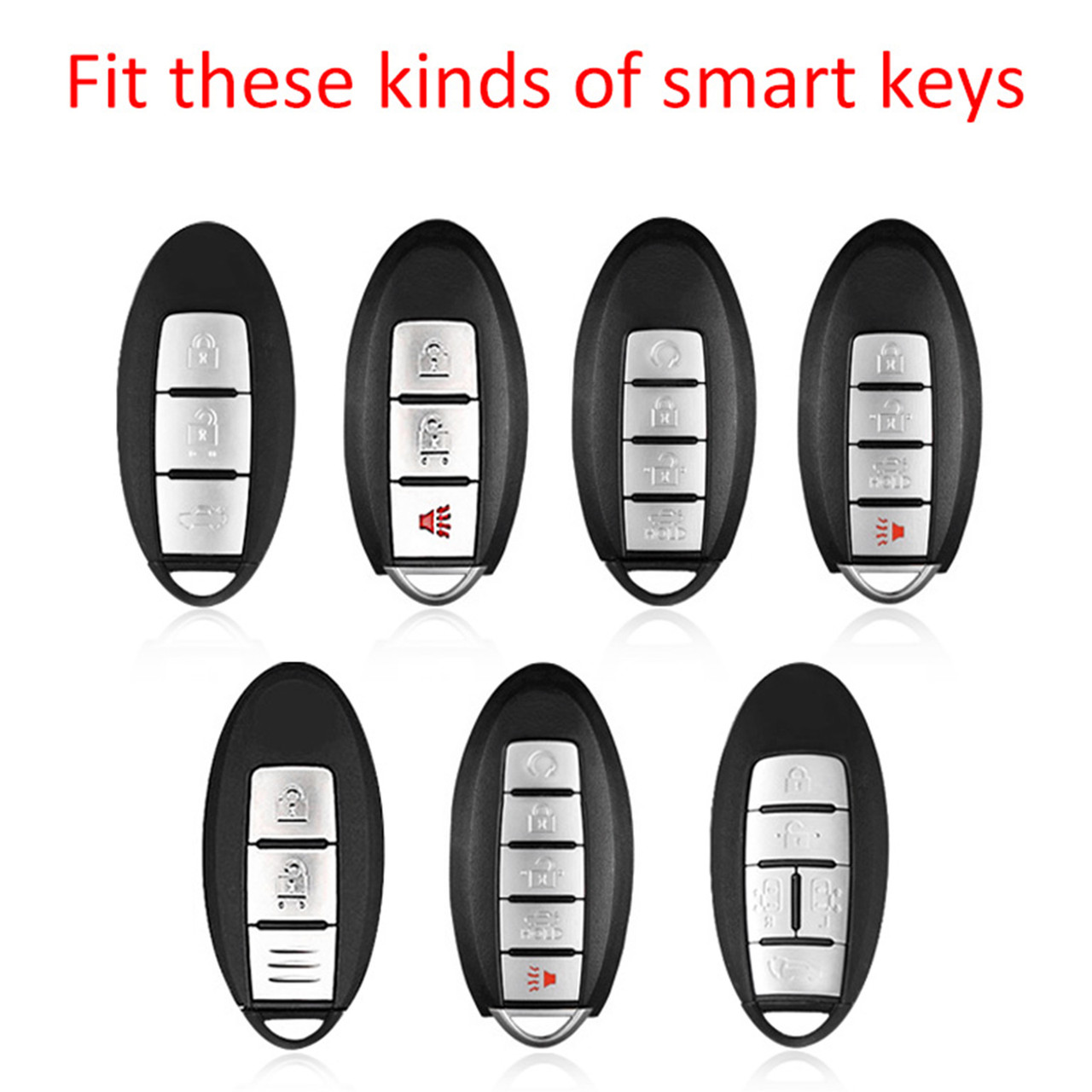 2007-2019 Nissan Leather Silicone Car Key Case Cover With Buckle Generic