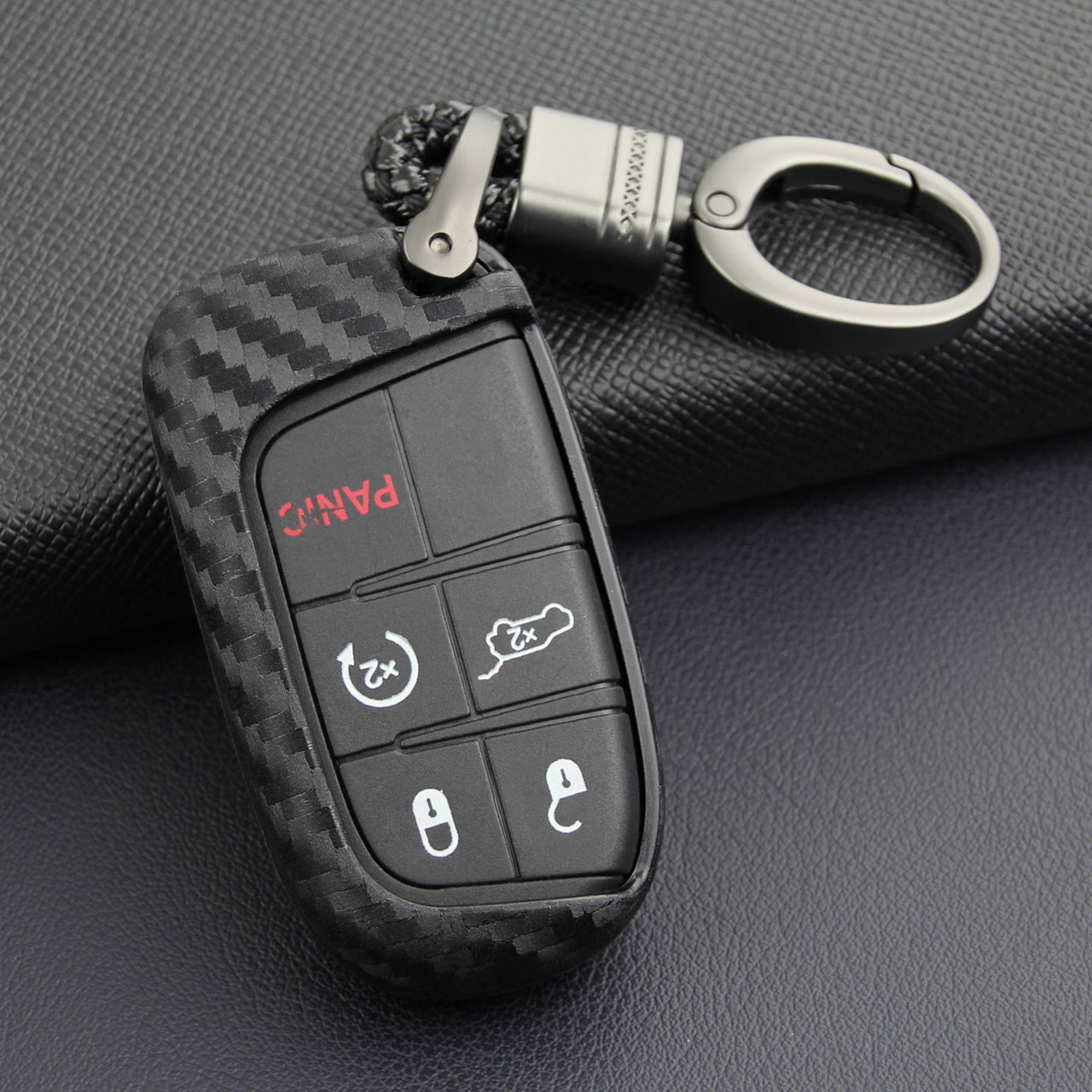 2014-2019 Jeep Grand Cherokee Cherokee Renegade Compass Leather Silicone Car Key Case Cover With Buckle Generic