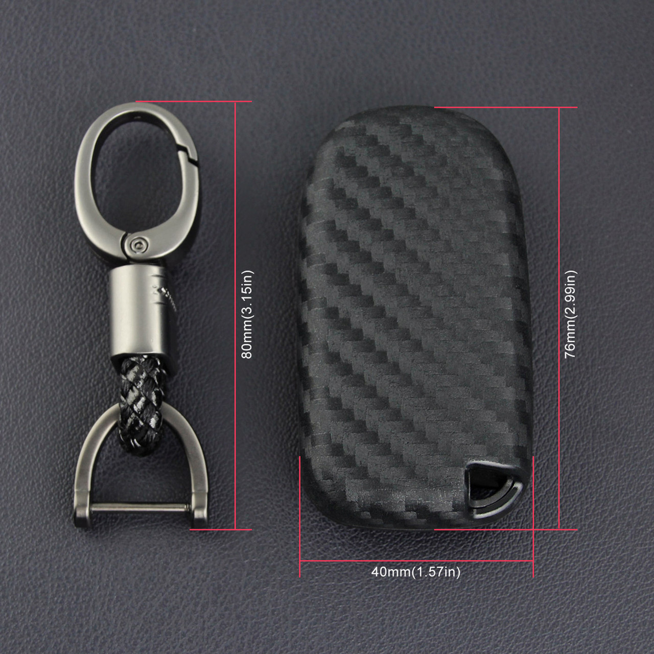 2011-2019 Chrysler 300/300C 200 Leather Silicone Car Key Case Cover With Buckle Generic