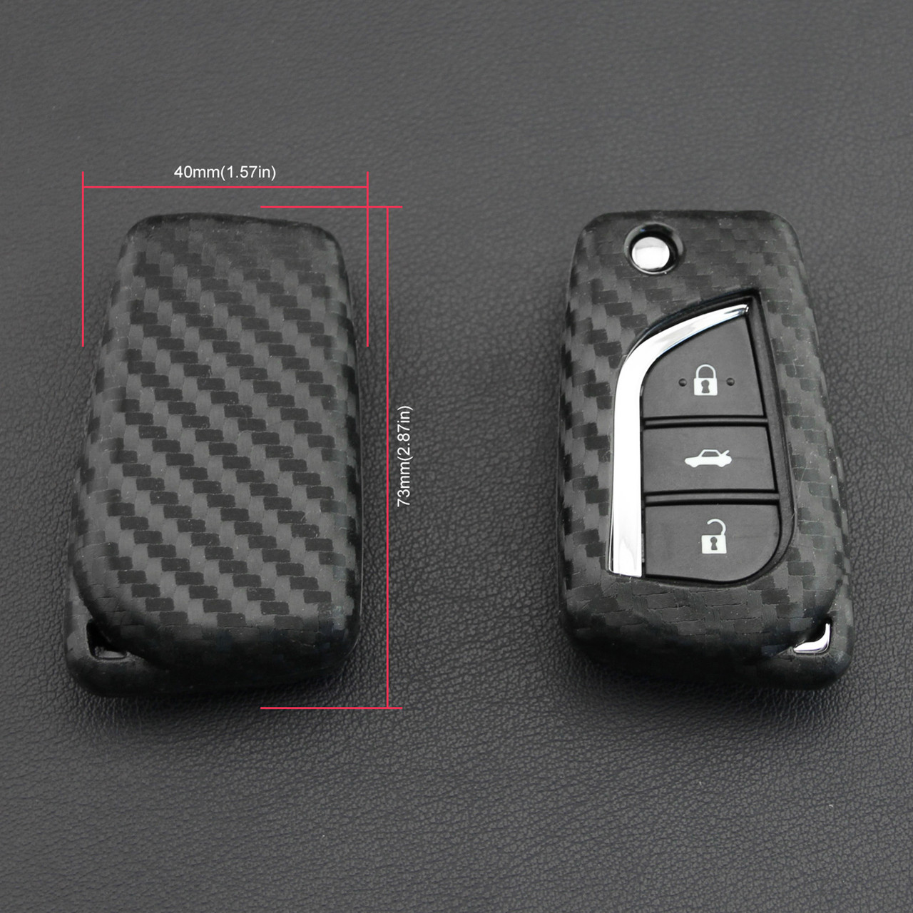 2018-2020 Toyota Camry C-HR Leather Silicone Car Key Case Cover With Buckle Generic