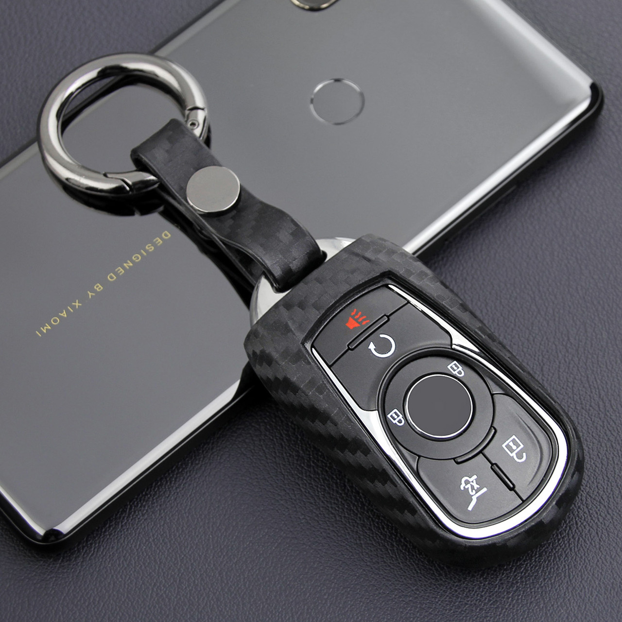 2017-2019 Buick Enclave LaCrosse Regal Leather Silicone Car Key Case Cover With Buckle Generic