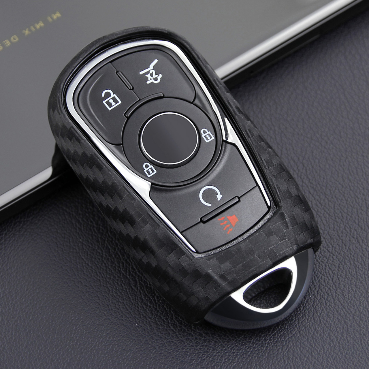 2017-2019 Buick Enclave LaCrosse Regal Leather Silicone Car Key Case Cover With Buckle Generic