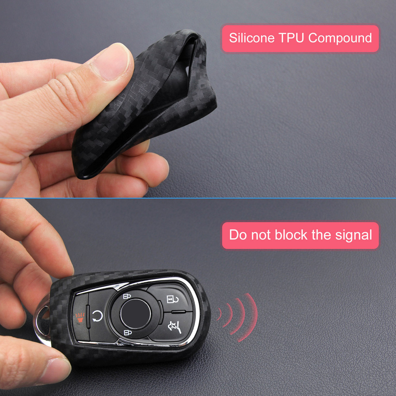 2017-2019 Buick Enclave LaCrosse Regal Leather Silicone Car Key Case Cover With Buckle Generic