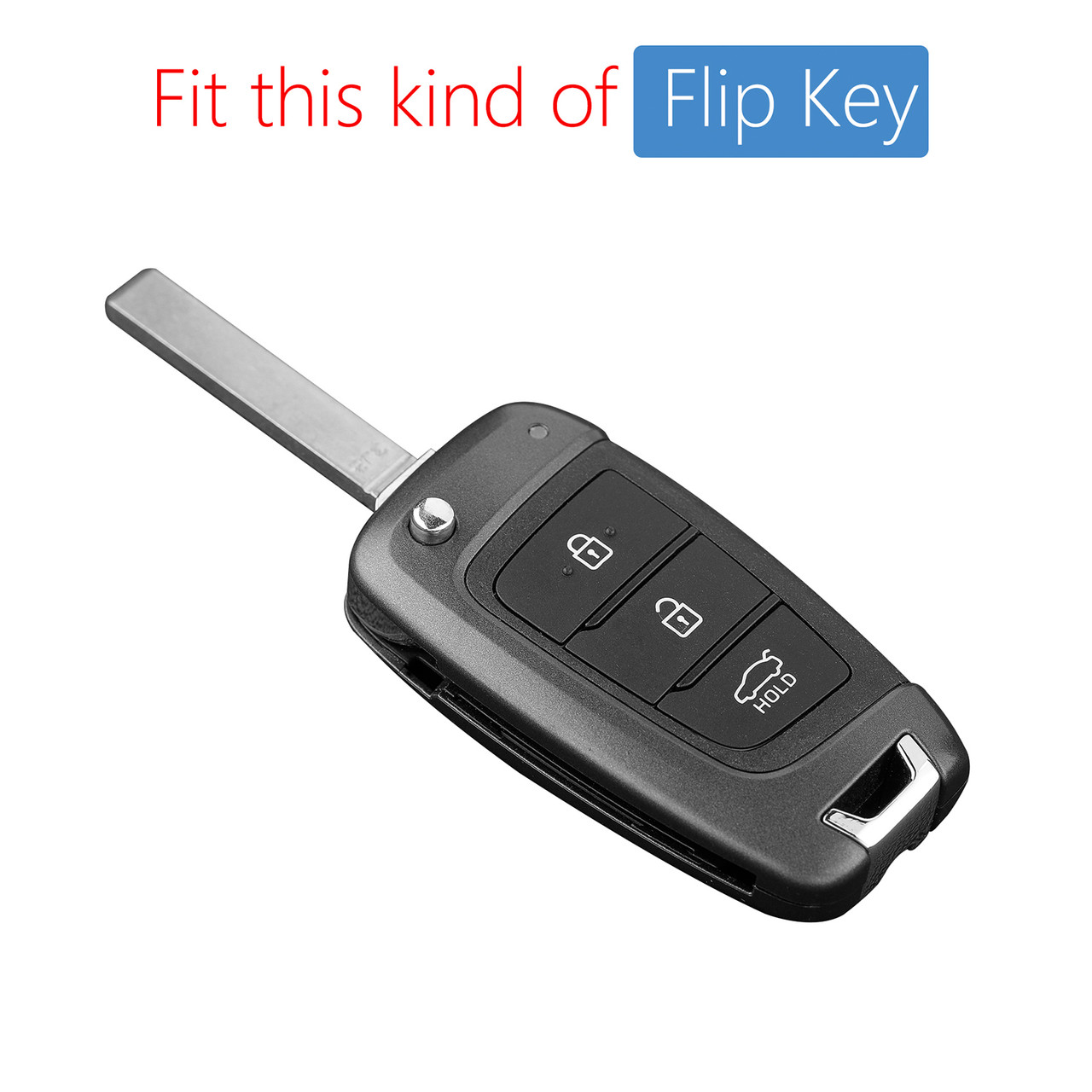 2018-2020 Hyundai Accent Santa Fe Veloster Leather Silicone Car Key Case Cover With Buckle Generic