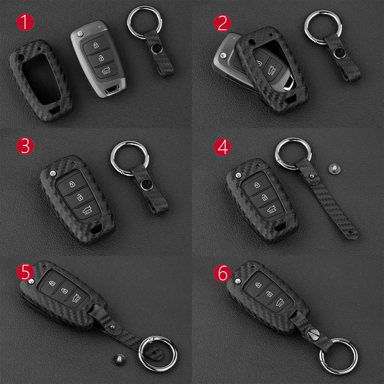 2018-2020 Hyundai Accent Santa Fe Veloster Leather Silicone Car Key Case Cover With Buckle Generic