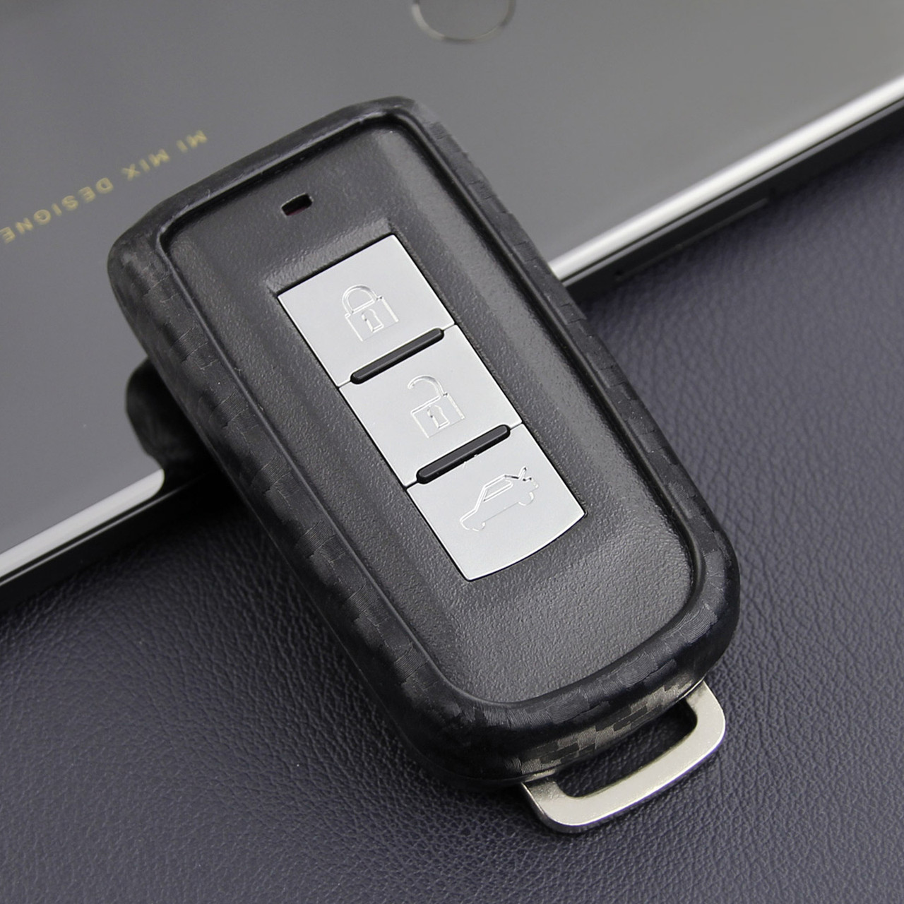 2008-2019 Mitsubishi Outlander Eclipse Cross ASX Lancer Leather Silicone Car Key Case Cover With Buckle Generic