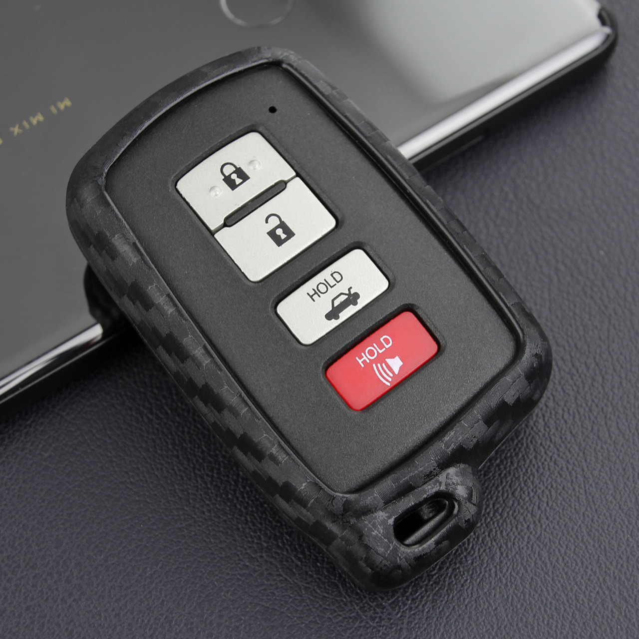 2012-2019 Toyota Highlander Corolla RAV4 Avalon Camry Leather Silicone Car Key Case Cover With Buckle Generic