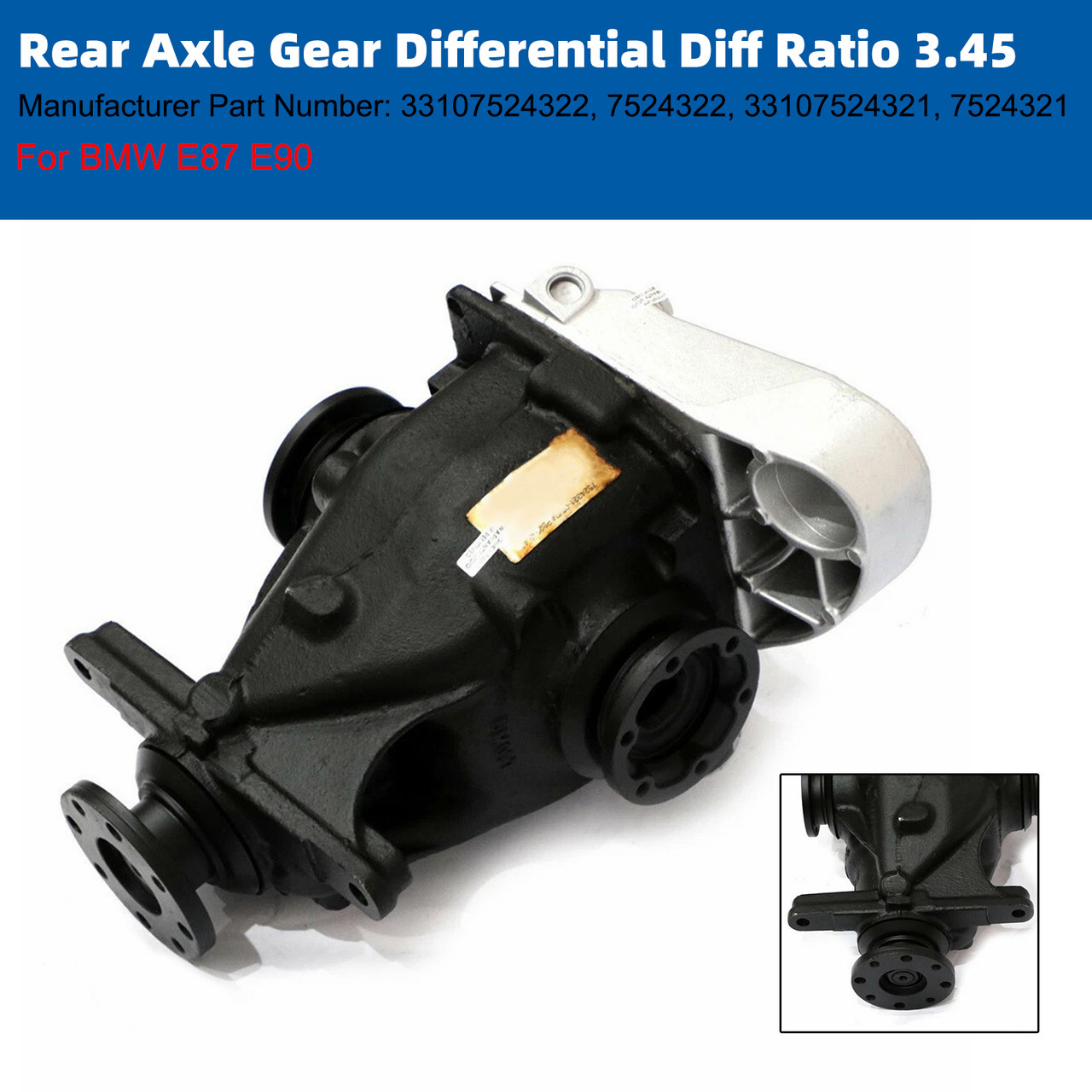 BMW E87 E90 Rear Axle Gear Differential Diff Ratio 3.45 Generic