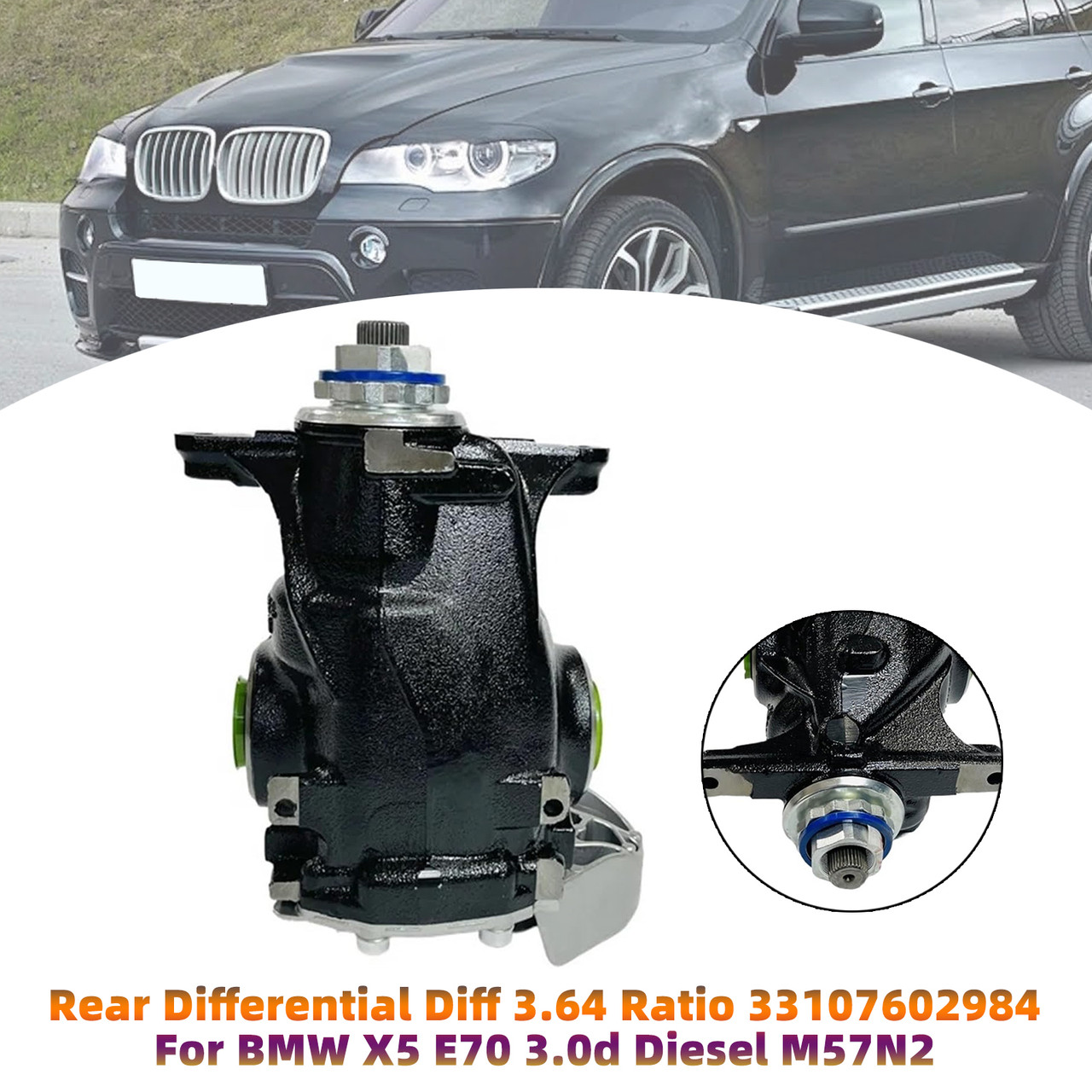BMW X5 E70 3.0d Diesel M57N2 Rear Differential Diff 3.64 Ratio 33107602984 Generic