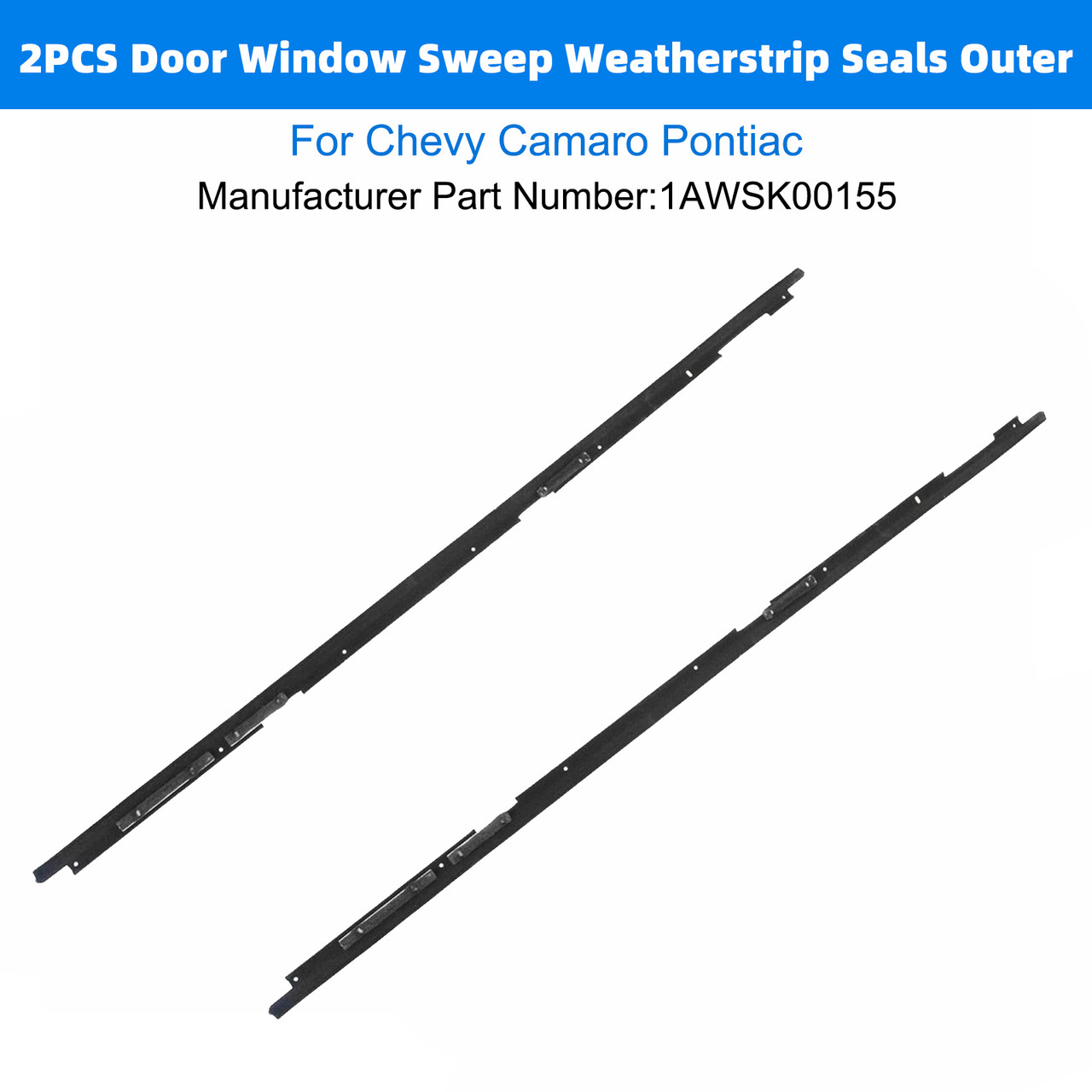 1982-1992 Pontiac Firebird Outer Side 2PCS Door Window Sweep Weatherstrip Seals Outer 1AWSK00155 Generic