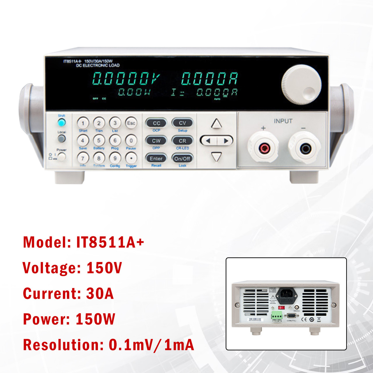 IT8511A+ 150W 150V 30A Programmable Electronic Load Battery Test