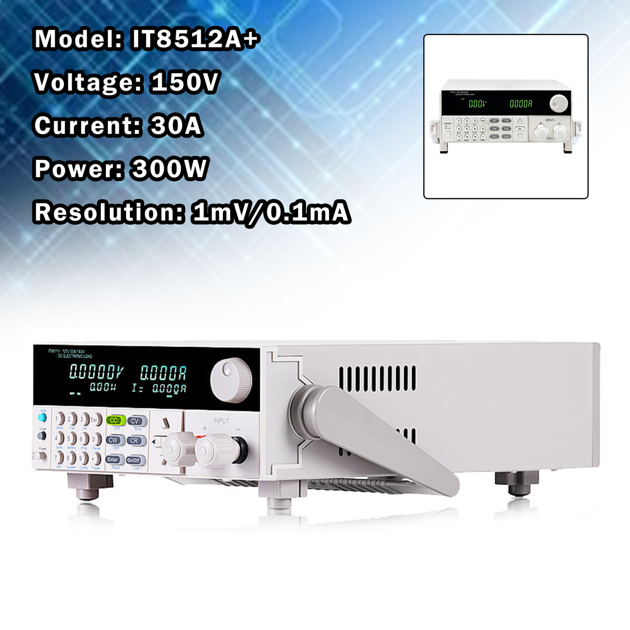 IT8512A+ 300W 150V 30A Programmable Electronic Load Battery Test