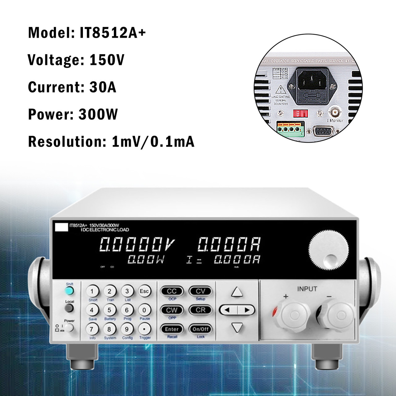 IT8512A+ 300W 150V 30A Programmable Electronic Load Battery Test