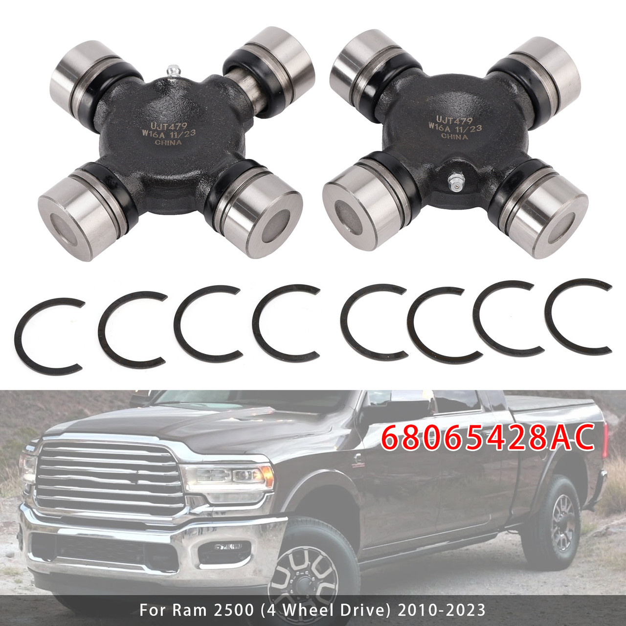2008-2023 Ram 2500 3500 4000 4500 5500 2PCS Outer Axle U Joint Driveshaft 68065428AC Generic