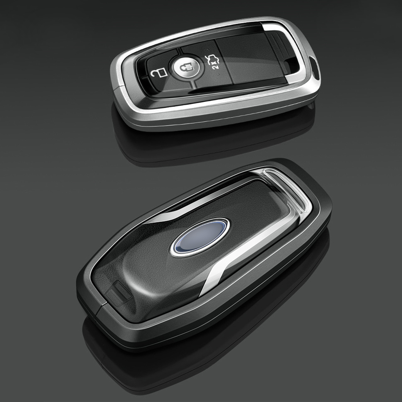 Aluminum Alloy TPU Silvery Car Key Case Cover With Buckle For Ford