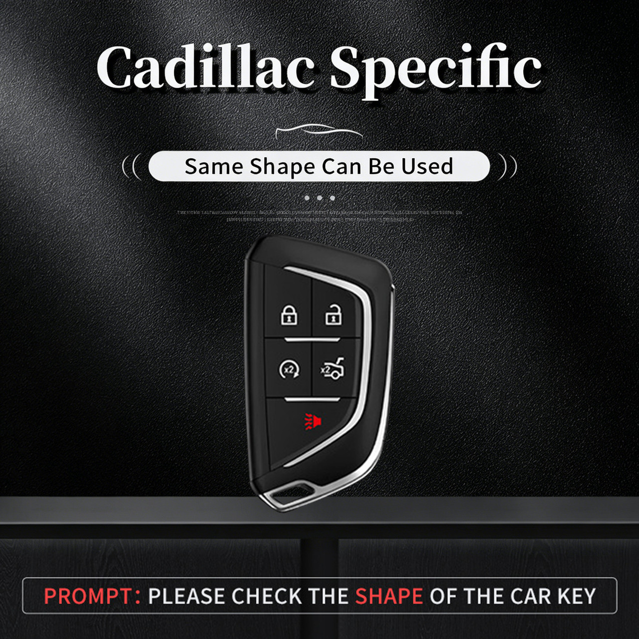 Aluminum Alloy TPU Silvery Car Key Case Cover With Buckle For Cadillac