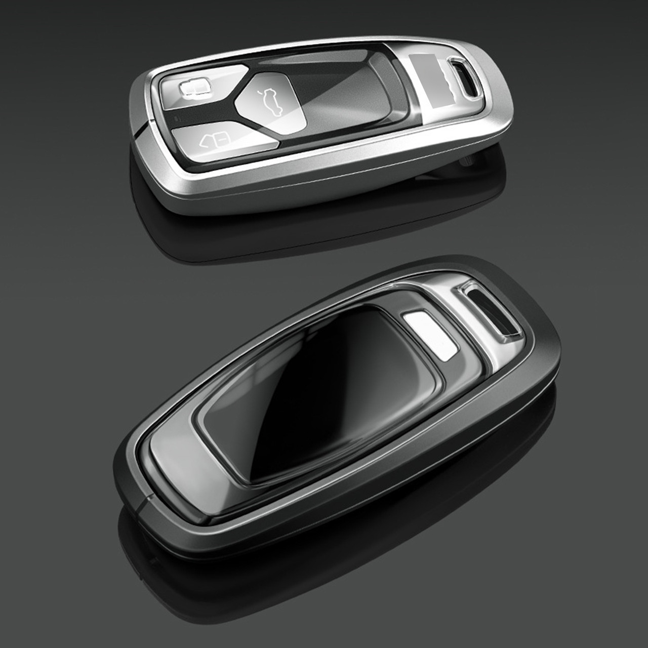 Aluminum Alloy TPU Silver Car Key Case Cover With Buckle For Audi A6l A4l A3