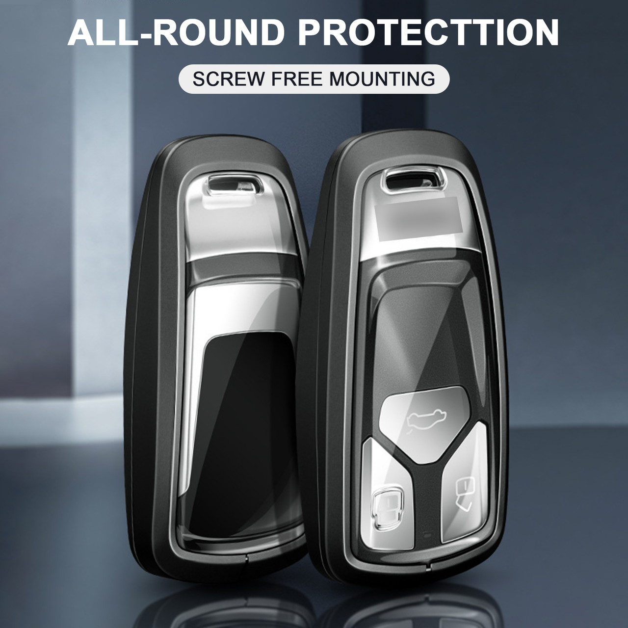 Aluminum Alloy TPU SIL Car Key Case Cover With Buckle For Audi A6l A4l A3