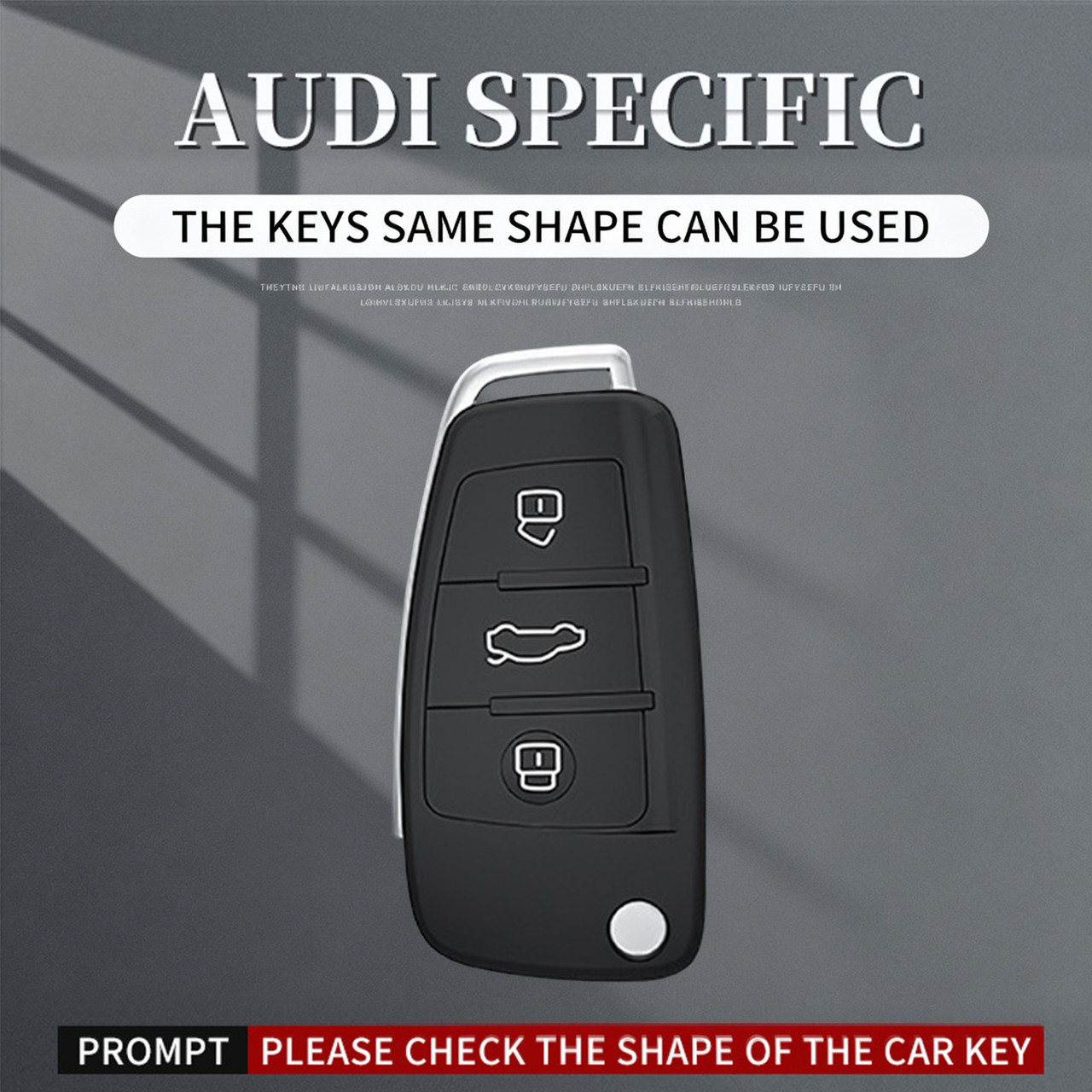 Aluminum Alloy TPU Car Key Case Cover With Buckle Silver For Audi A6l A4l A3