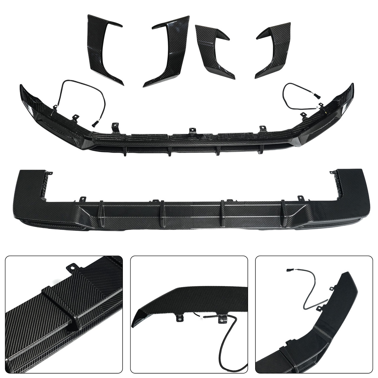 Dry Carbon Fiber Front Rear Bumper Lip + Side Air Vent Fit Benz G W465 2025+
