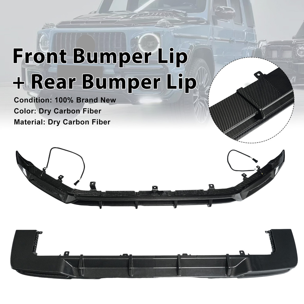 Dry Carbon Fiber Front Rear Bumper Diffuser Lip Fit Benz G-Class W465 2025+