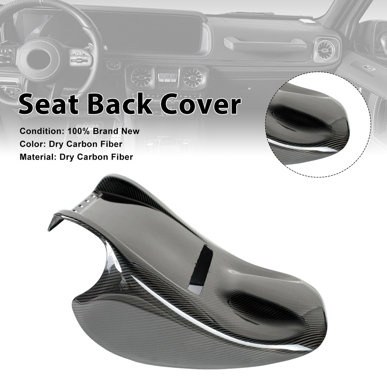 Dry Carbon Fiber Seat Back Cover Fit Benz G Class W464 W465 G500 G550 G63 2019+