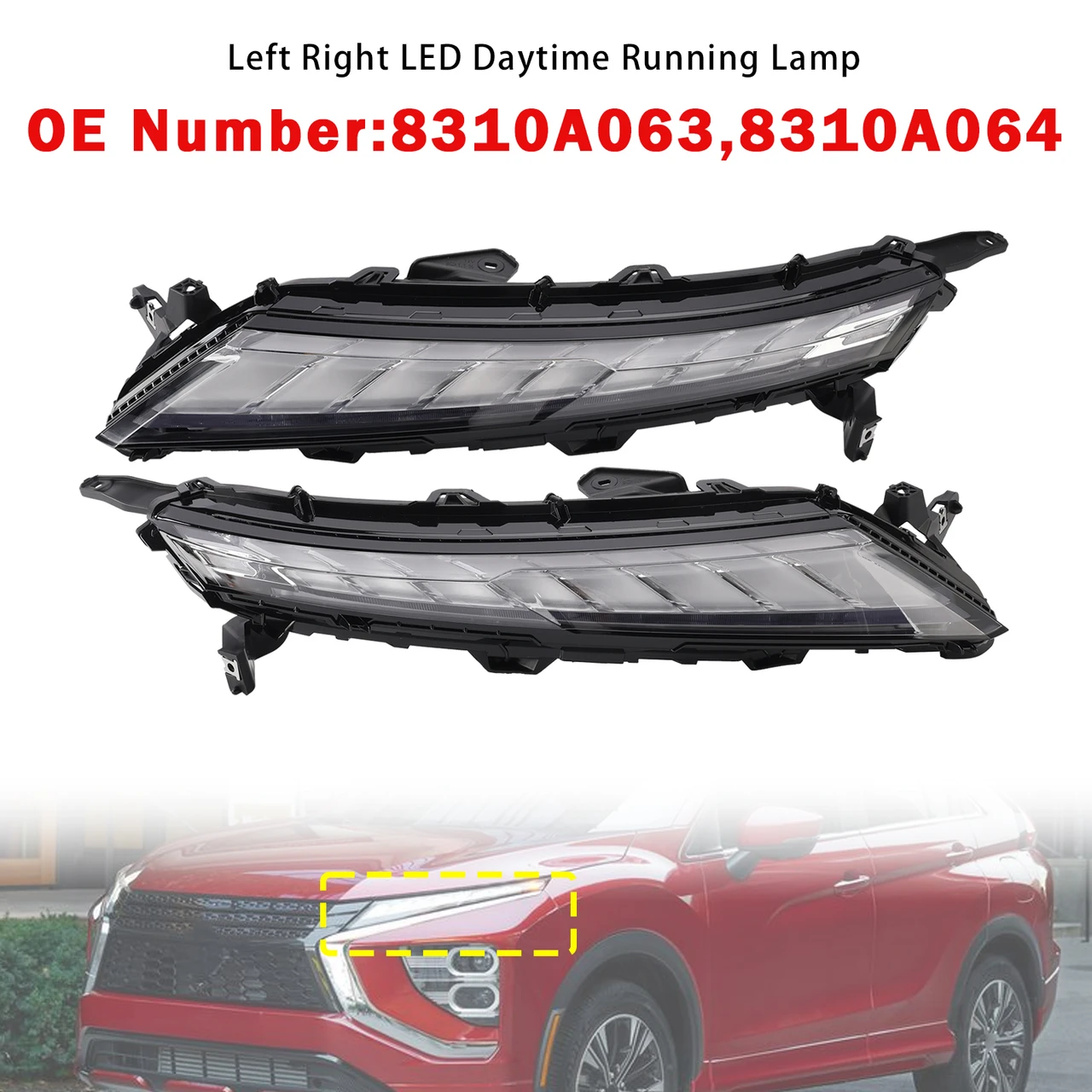 Left + Right Side Front LED DRL Lamp For Mitsubishi Eclipse Cross 2022-2026