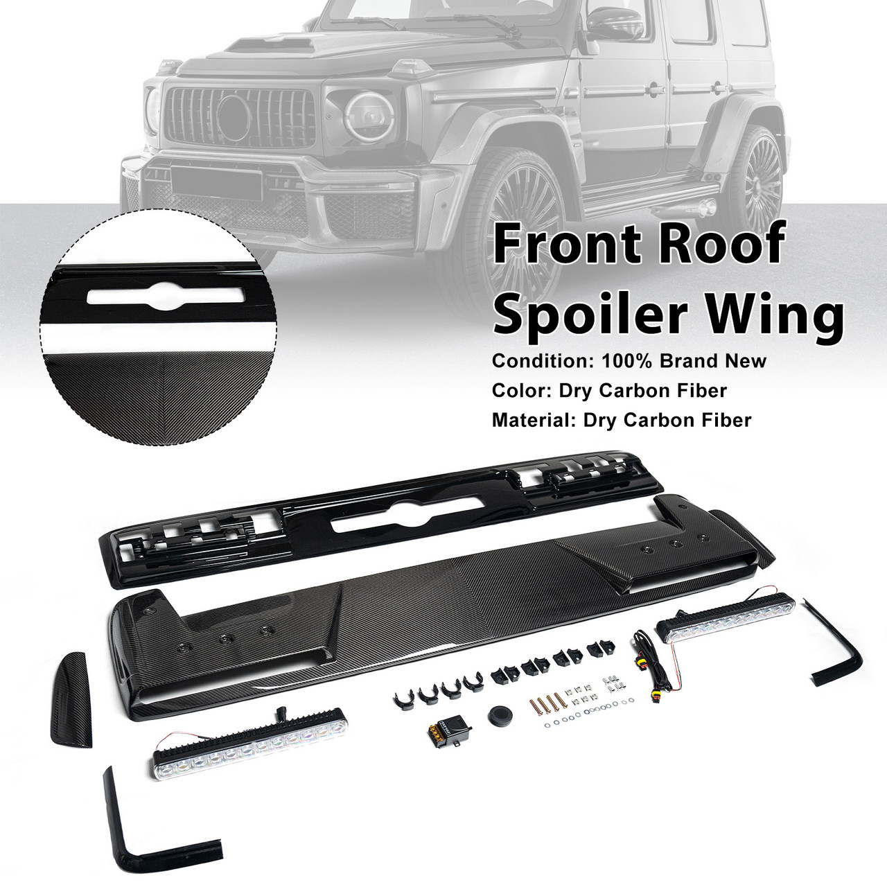 Front Roof Spoiler Wing Fit Mercedes Benz G-Class W465 B800 2025+ W/ LED