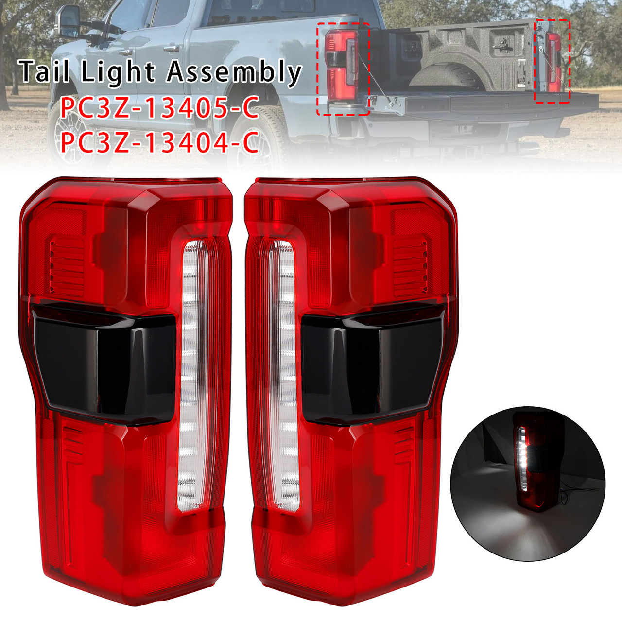 L+R LED Tail Light With Blind Spot For Ford F-250 F350 F450 Super Duty 2023-2026