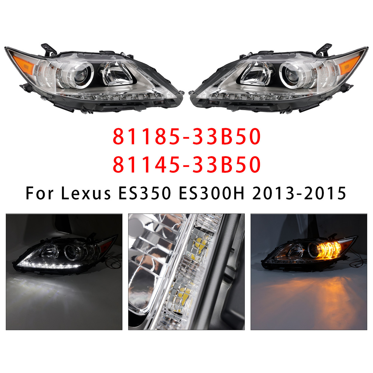 Left+Right Hid Xenon Headlight 81185-33B50 For Lexus Es350 Es300H 2013-2015