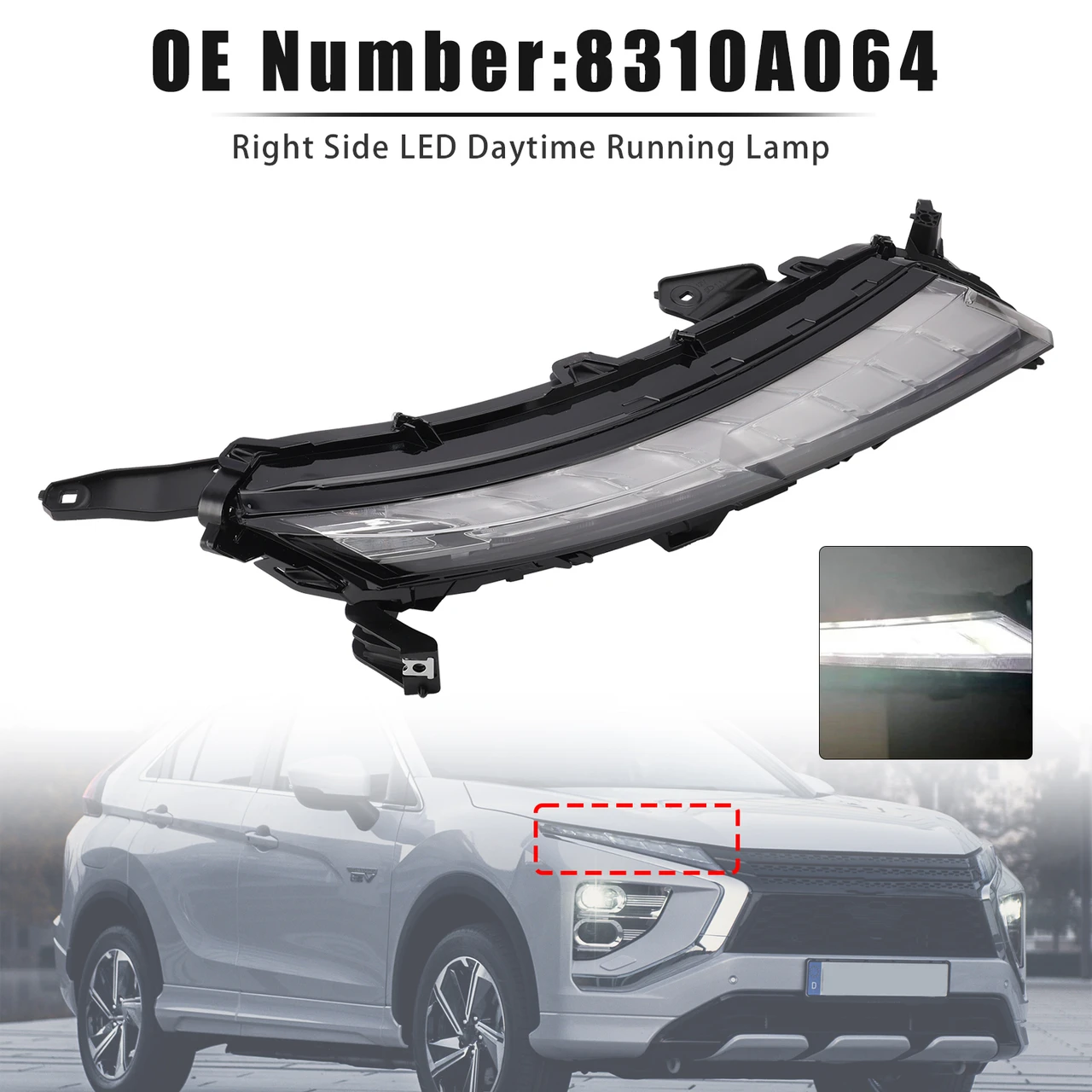 Right Side Front LED DRL Lamp 8310A063 For Mitsubishi Eclipse Cross 2022-2026