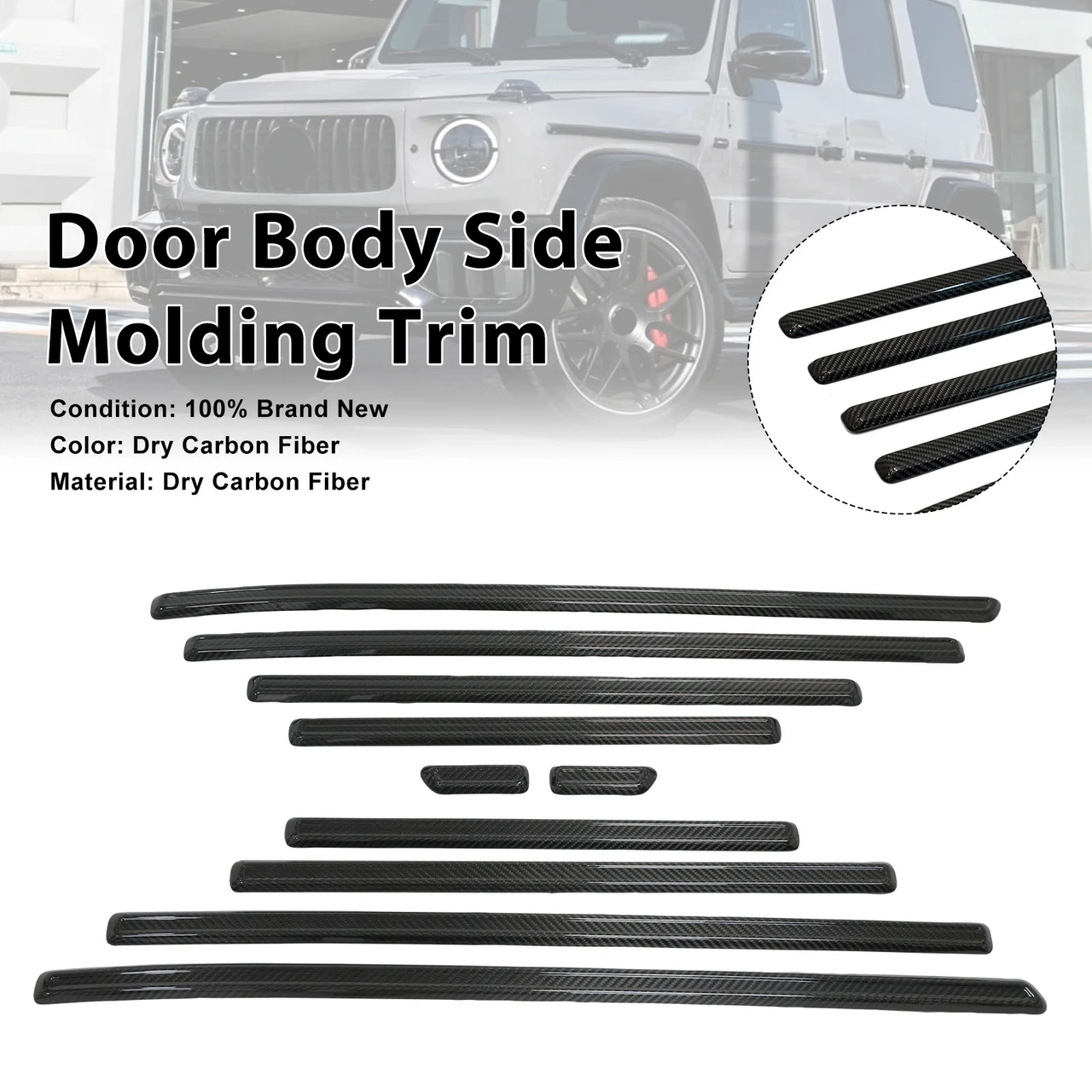 Dry Carbon Door Body Side Molding Trim Fit Benz G Class W464 W465 2019-2026