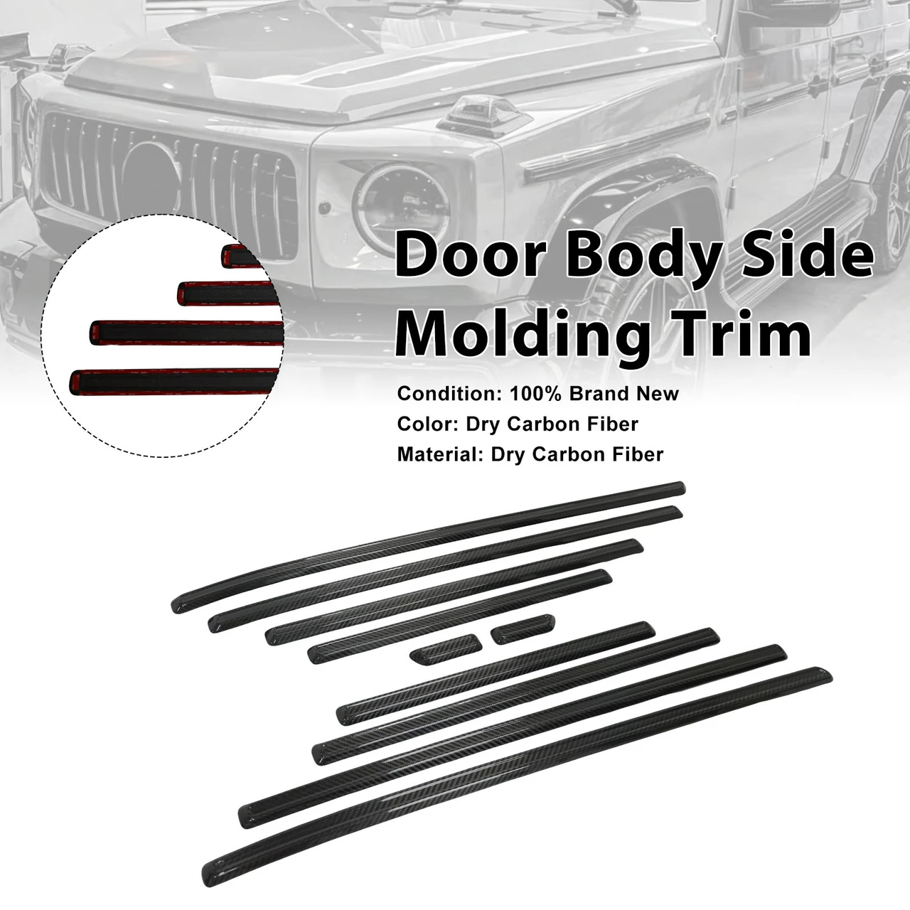 Dry Carbon Door Body Side Molding Trim Fit Benz G Class W464 W465 2019-2026