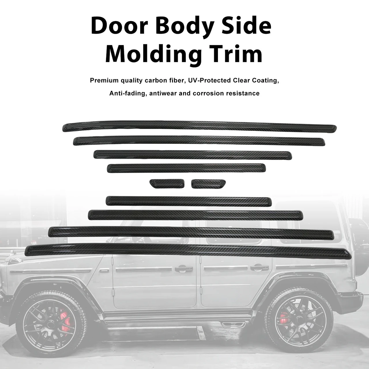 Dry Carbon Door Body Side Molding Trim Fit Benz G Class W464 W465 2019-2026