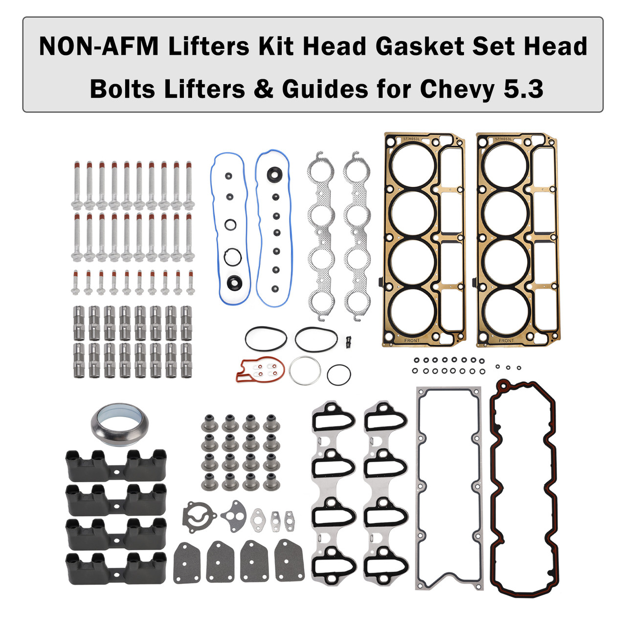 NON-AFM Lifters Kit Head Gasket Set Head Bolts Lifters & Guides for Chevy 5.3