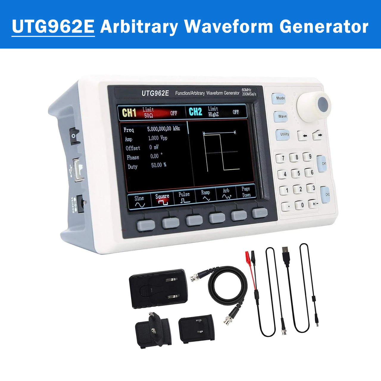 UTG962E Arbitrary Waveform Generator Function Generator Kit 60Mhz 200MSa/s