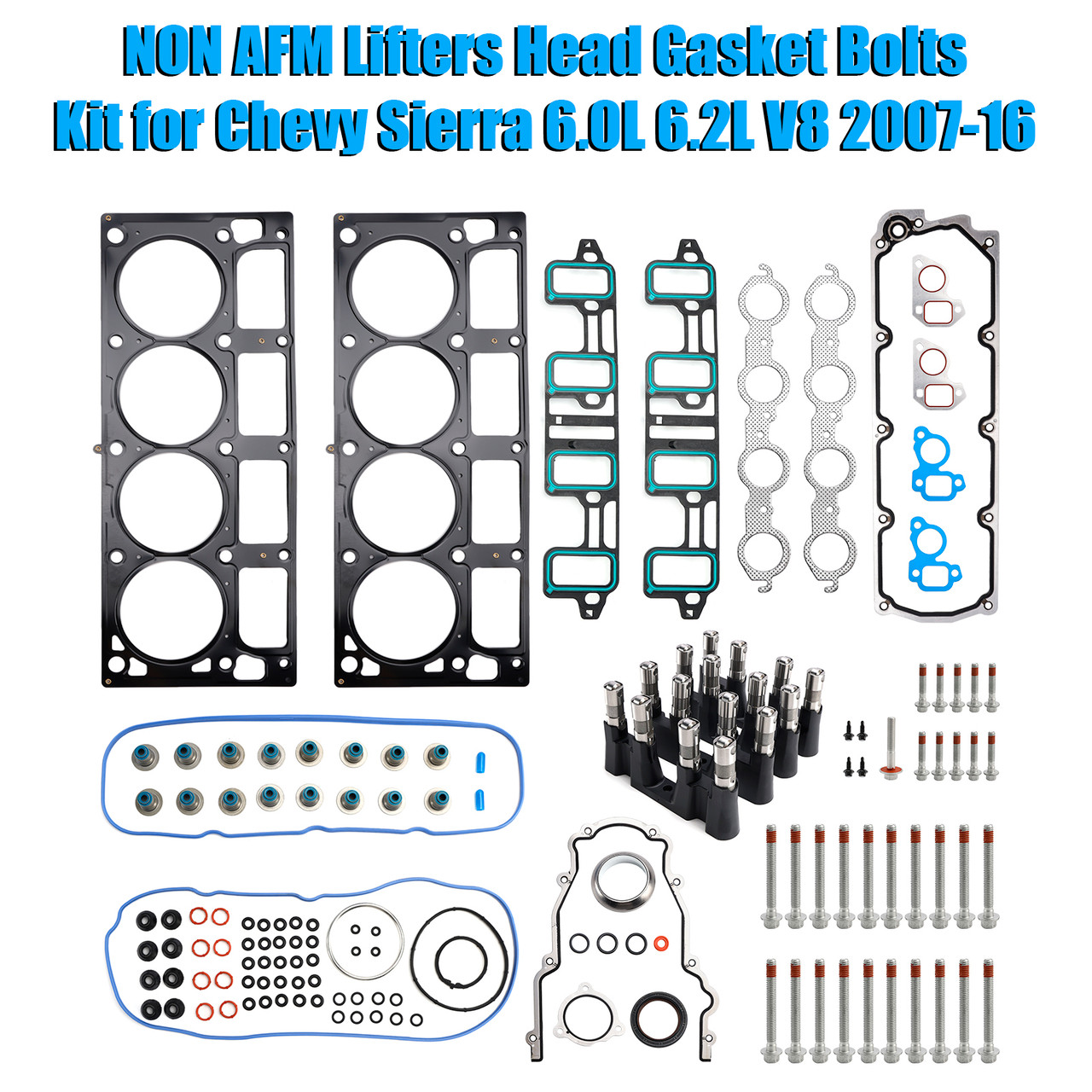 NON AFM Lifters Head Gasket Bolts Kit for Chevy Sierra 6.0L 6.2L V8 2007-16