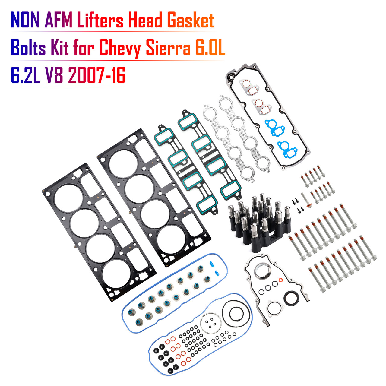 NON AFM Lifters Head Gasket Bolts Kit for Chevy Sierra 6.0L 6.2L V8 2007-16