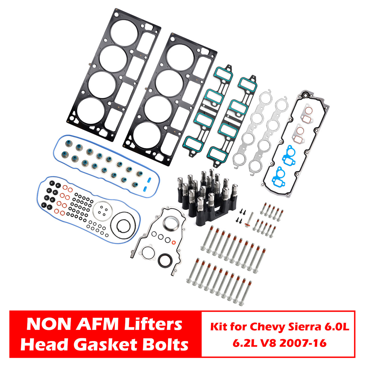 NON AFM Lifters Head Gasket Bolts Kit for Chevy Sierra 6.0L 6.2L V8 2007-16