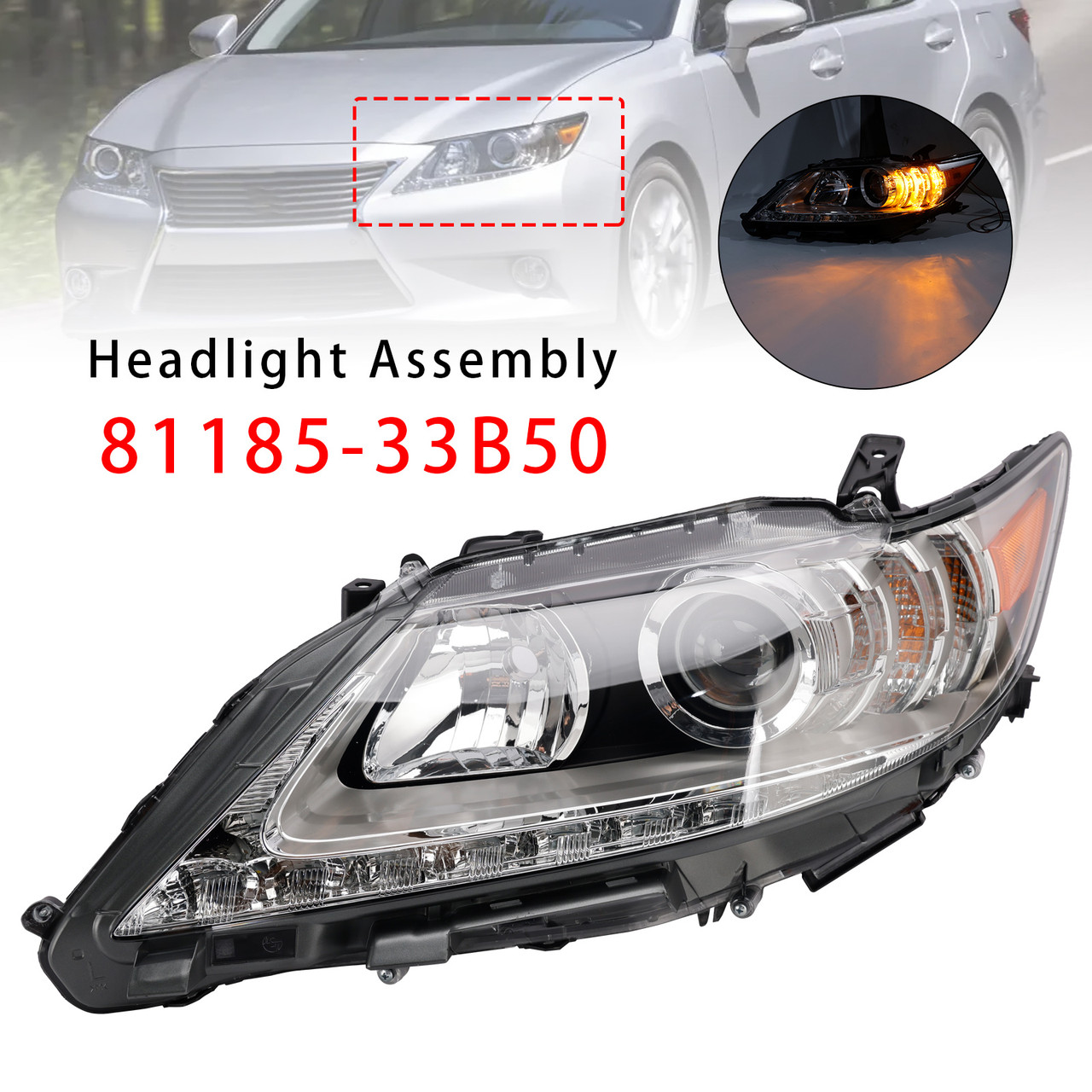 Left Hid Xenon Headlight 81185-33B50 For Lexus Es350 Es300H 2013-2015