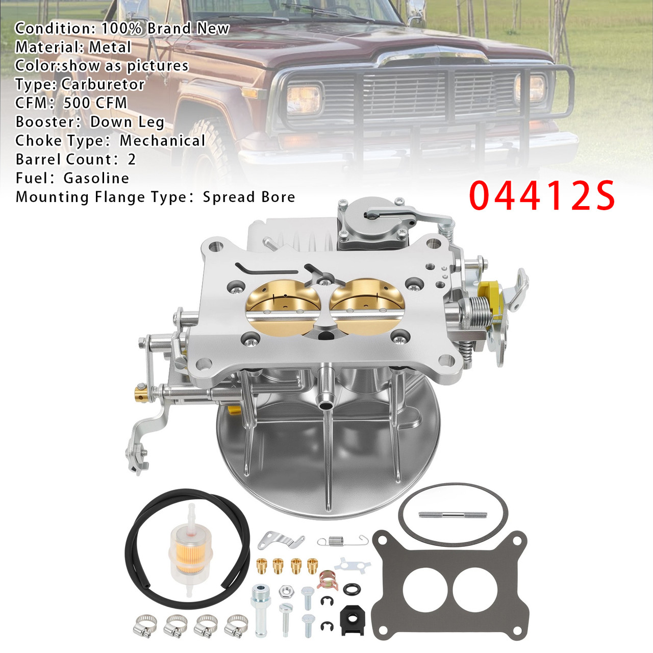 0-4412S 2 Barrel Carburetor For Holley 500 CFM W/ Manual Choke Gasoline 04412S