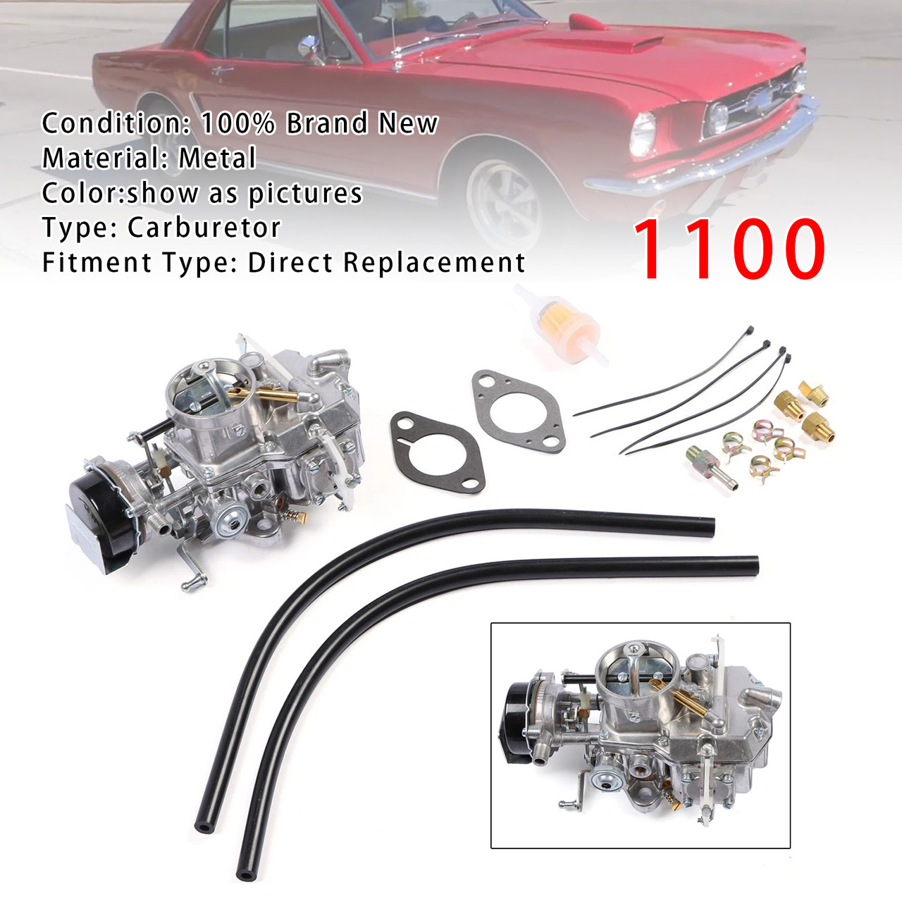 Carburetor 1100 For 170 Ford /200 Ford 6 Cyl 1965-1969 For Mustang 3.3L