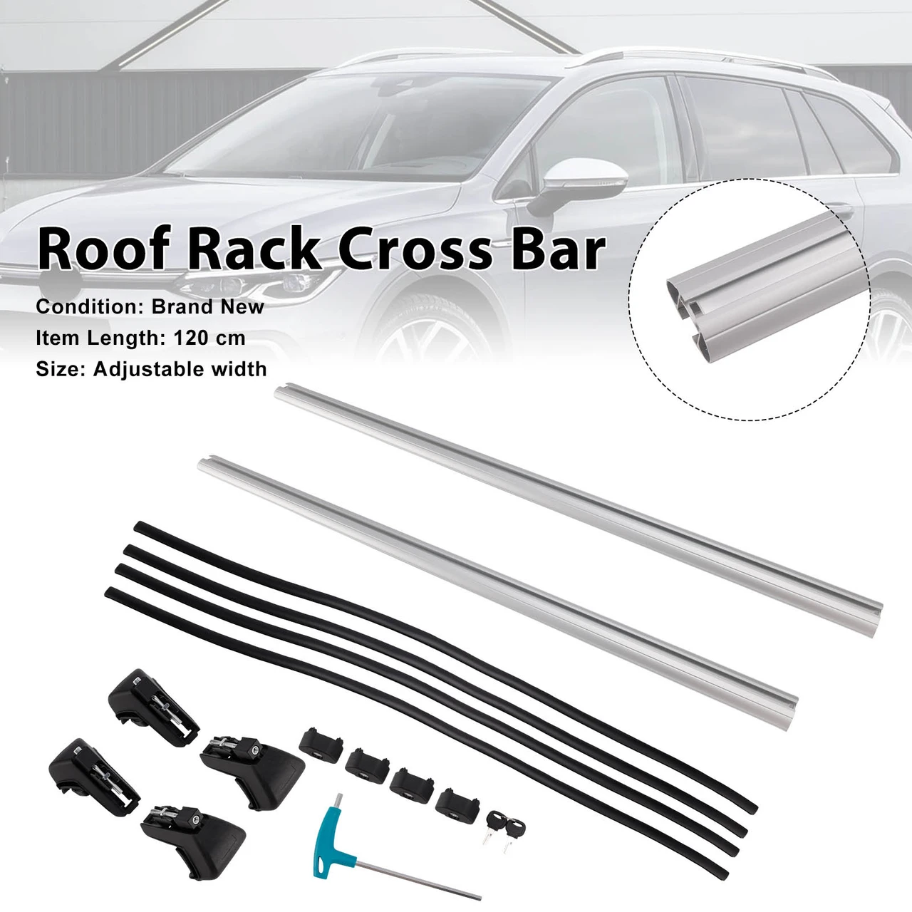 Universal Aluminium Car Roof Rack Luggage Carrier Cross Bar Rail Lockable 120CM