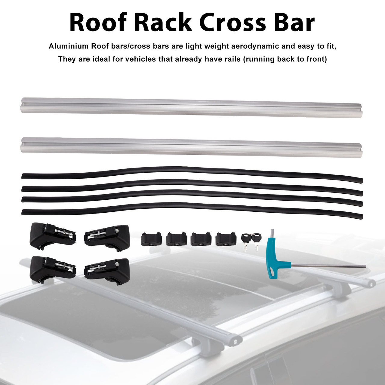 Universal Aluminium Car Roof Rack Luggage Carrier Cross Bar Rail Lockable 120CM