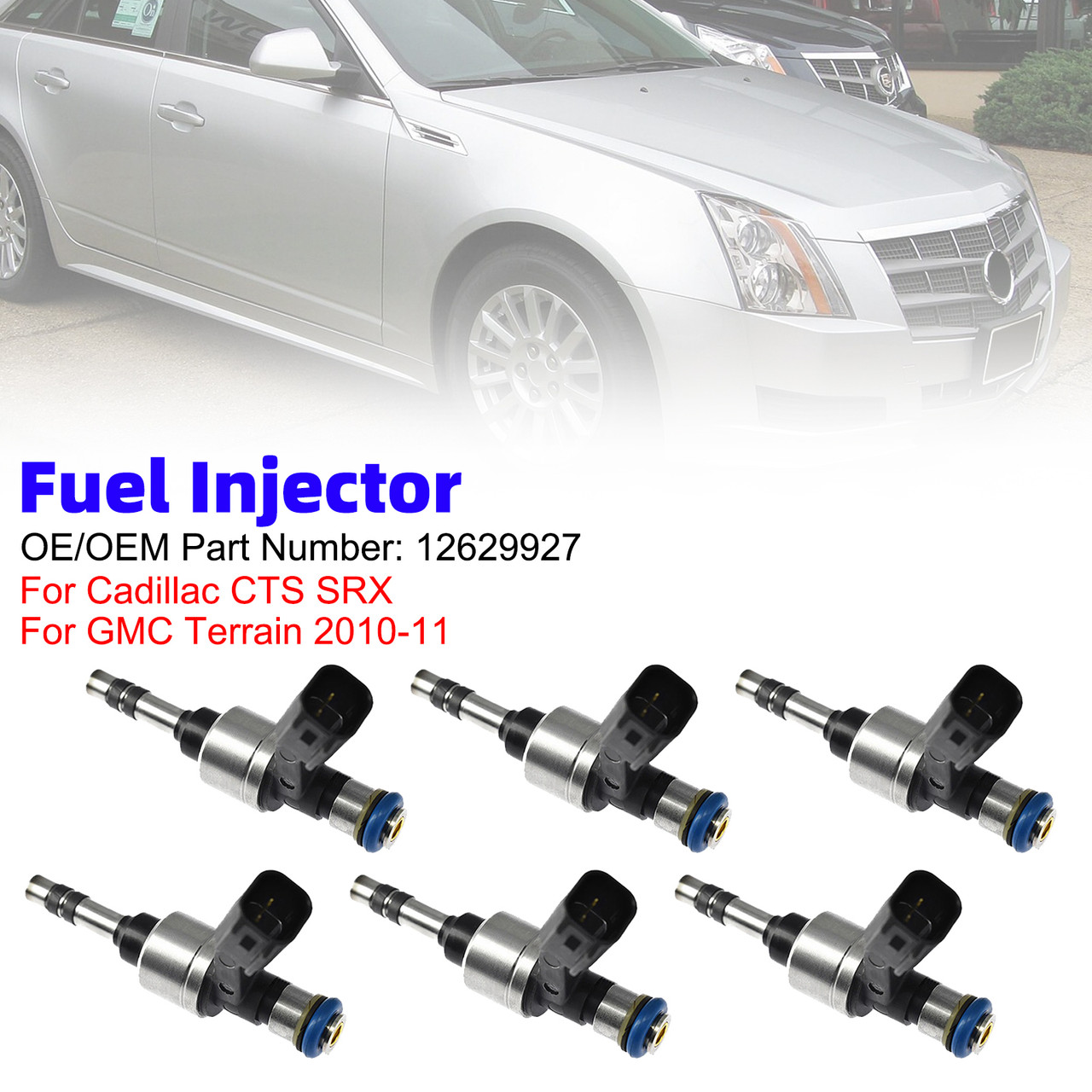 6Pcs Fuel Injector For Cadillac CTS SRX For GMC Terrain 2010-11 12629927