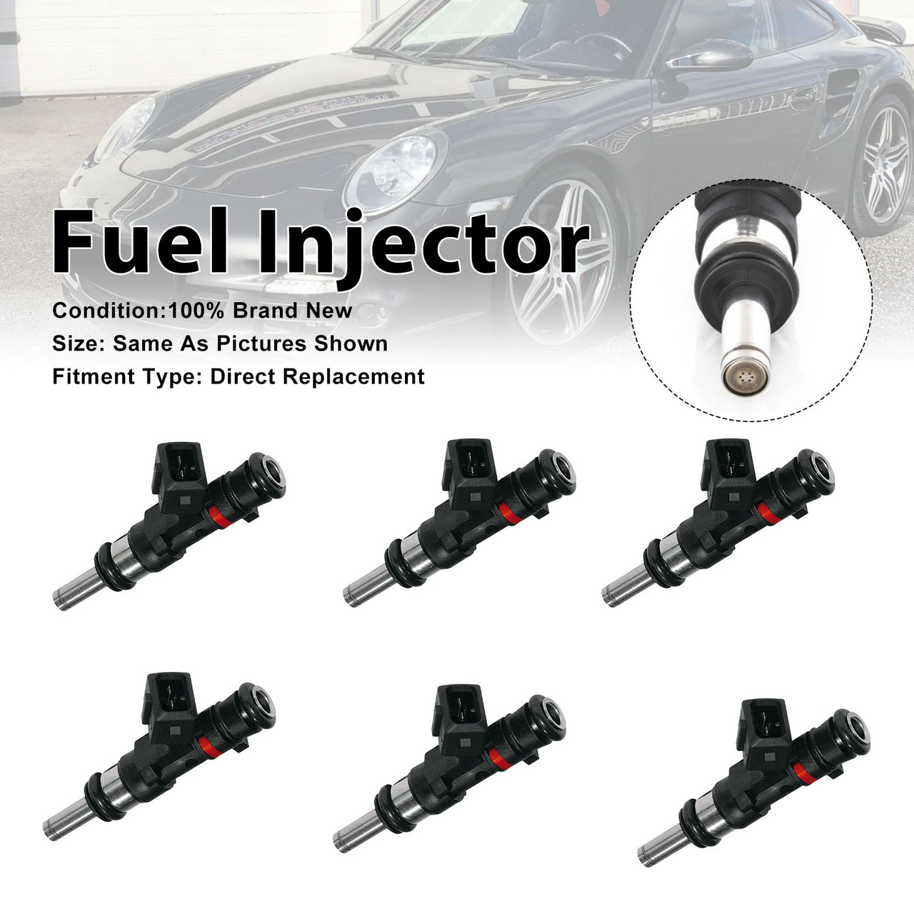6Pcs Fuel Injector For Porsche 911 997 3.6 GT2 RS 2010-2011 0280158123