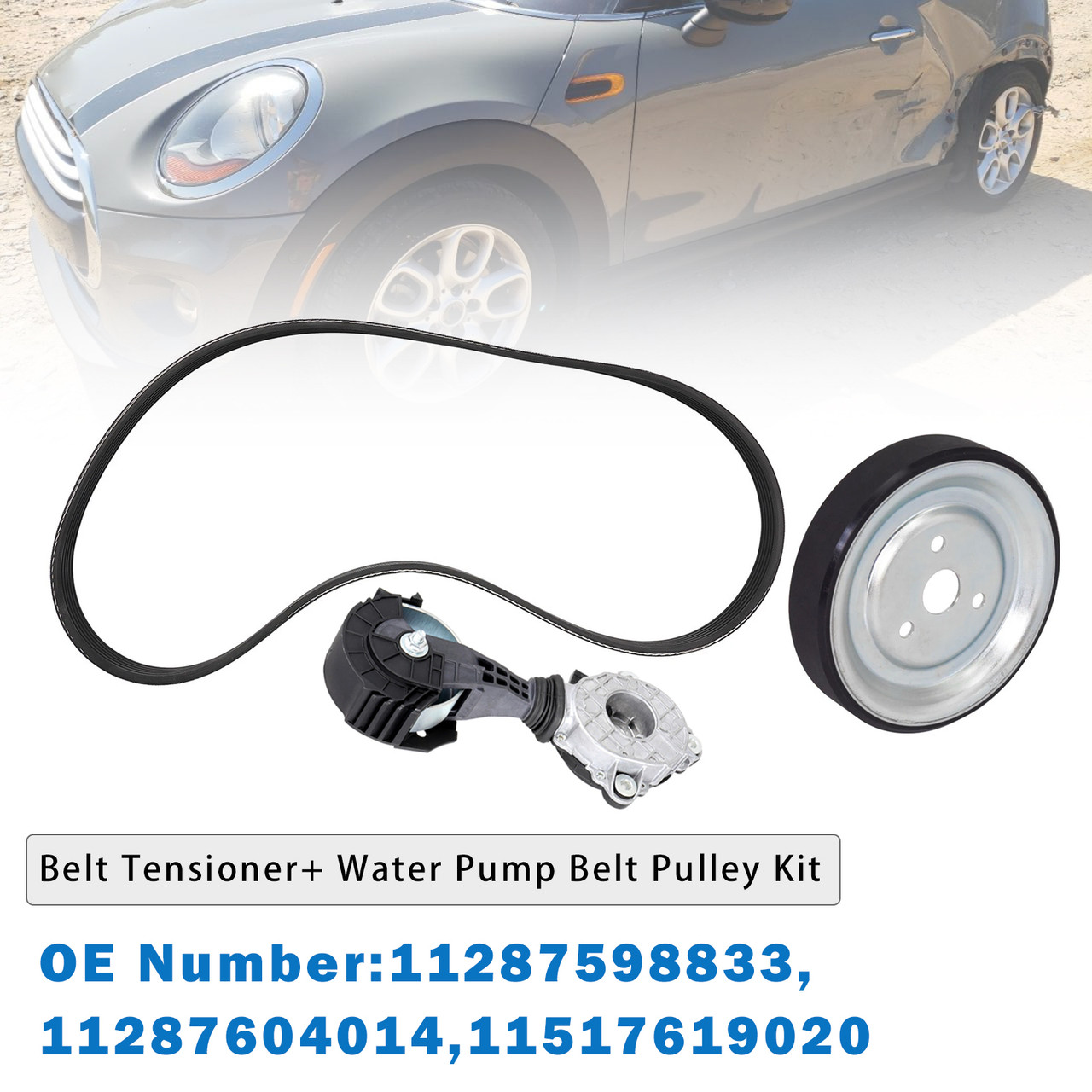 Belt Tensioner+ Water Pump Belt Pulley Kit For Mini Cooper Paceman Countryman 11-16